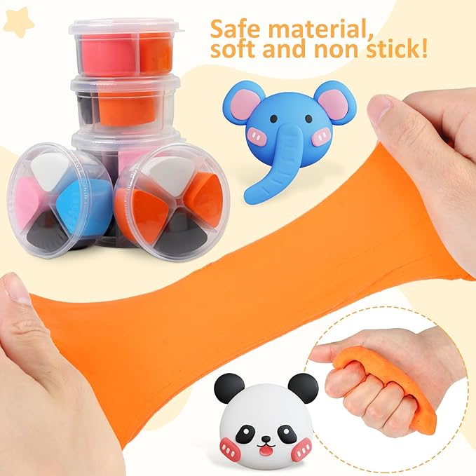 Air Dry Clay Kit for Kids, Modeling Magic Clay for Kids, Ultra Light & Soft, 12 Boxes DIY Animals Model with Step by Step Tutorial and 5 Sculpting Tools, Creative Art Crafts Toys Gifts for Girls Boys