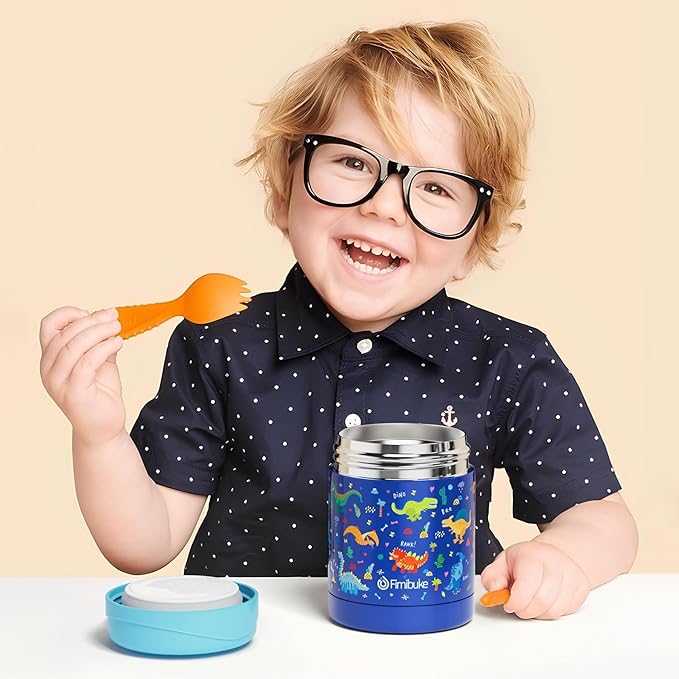 Fimibuke Insulated Kids Food Jar, 2 Pack 12 OZ Bpa Free Stainless Steel Vacuum Thermos for Hot Cold Food, Leakproof Snack Container for School Boys Girls Wide Mouth Toddler Lunch Box for Smoothie Soup