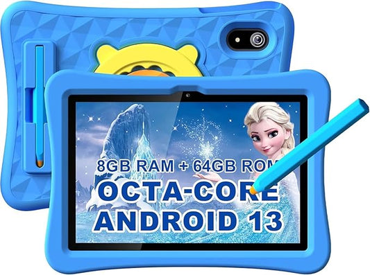 10.1 Inch Kids Tablet with Stylus & Case | Octa-Core 8GB RAM 64GB ROM | 7000mAh Android Tablet for Ages 3-12 | Parental Control, Pre-Installed Apps & GMS Certified
