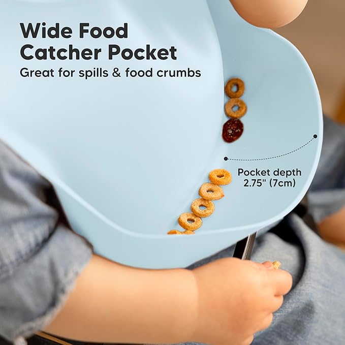 KeaBabies 2-Pack Silicone Baby Bibs for Eating - Sturdy Food-Grade Silicone Bibs for Babies Girl, Boy, Large Food Catcher, Clean & Put On Easily, Waterproof Toddler Feeding Essentials (Ocean)