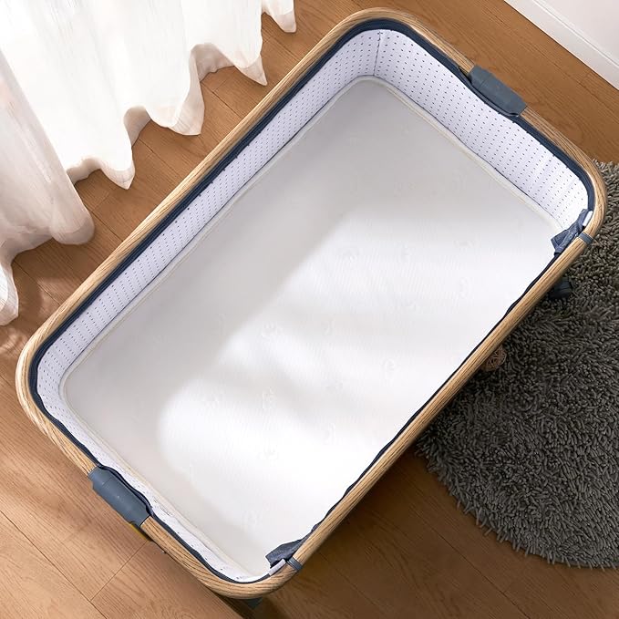 Baby Bassinet Mattress 30x 15 inches- Firm Support and Comfort Premium Foam,Noiseless and Odorless,Hypoallergenic Small Crib Mattress, Fits Moses Basket, Dual Sided with Soft Breathable Fabric