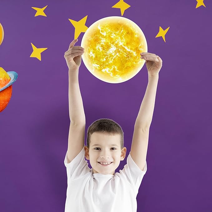 Glow in The Dark Sun for Ceiling, Luminous Planet Wall Sticker, Kids Bedroom Wall Decal, Sticky Fluorescence Sun, Gift for Boys and Girls (Blue)