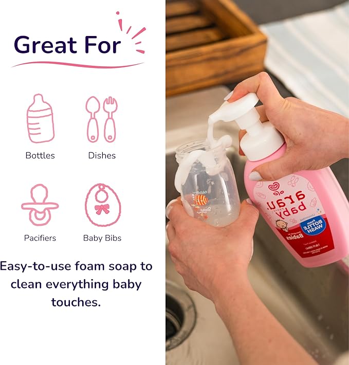 Foam Bottle Wash - Gentle Cleansing Soap for Bottles, Pacifiers, Toys, Dirty Surfaces, Foam Dish Soap, Plant Based, Safe for Baby, Trusted Baby Care Brand (16.9 fl oz - Pack of 3)