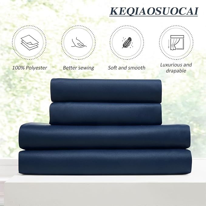 KEQIAOSUOCAI Navy Blackout Curtains 72 Wide x 105 inch Long 2 Panels - Thermal Insulated Room Divider Curtain for Bedroom/Patio, Width Pinch Pleated Window Panel with Hooks