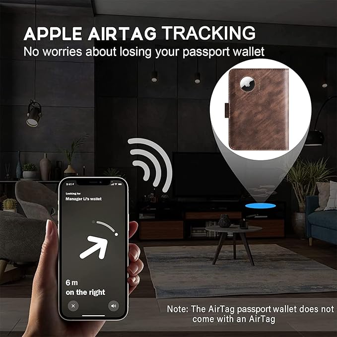 Airtag Passport Holder Cover Wallet Travel Essentials Leather Rfid Blocking Case Vacation Luggage Must Haves Travel Accessories for Men Women (117#Coffee)