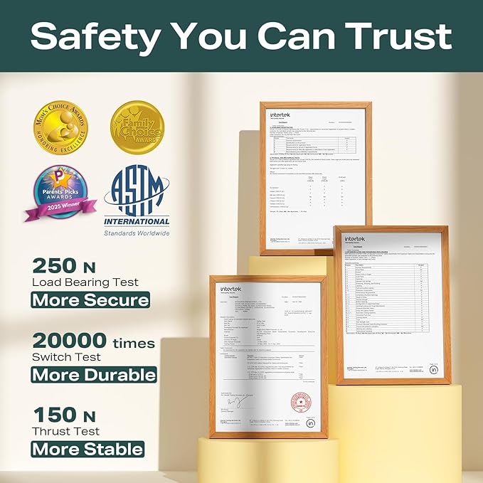 Cumbor 29.7-40.6" Baby Gate for Stairs, Mom's Choice Awards Winner-Dog Gate for Doorways, Pressure Mounted Self Closing Pet Gates for Dogs Indoor, Durable Safety Child Gate with Easy Walk Thru Door