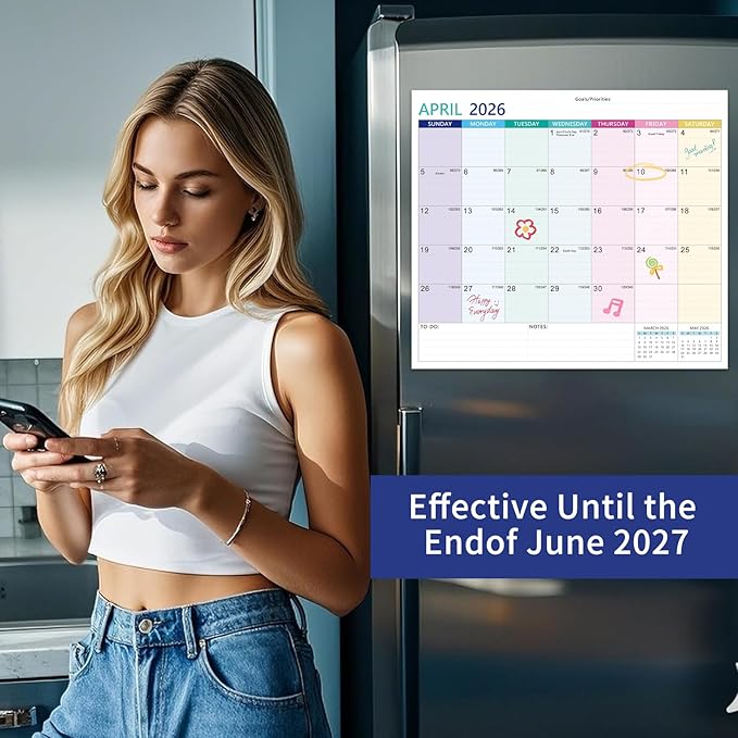 2025-2027 Magnetic Fridge Calendar 21 Monthly Magnetic Calendar for Refrigerator Planner Runs from October 2025 Until June 2027 Easy Organizing Markers Tearable (Multicolor)