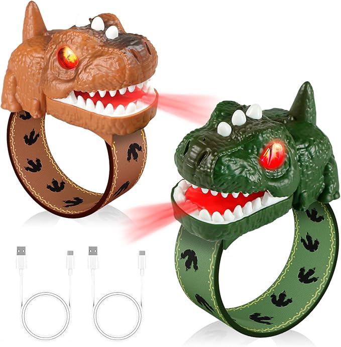 Dinosaur Walkie Talkies for Kids Rechargeable, Wrist Walkie Talkie with Flashlight, Outdoor Toys Camping Gear, T-Rex Dino Toy Birthday Gifts for Boys Girls Age 3-12 Years Old
