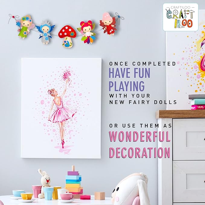 CRAFTILOO Fairy Sewing Kits for Little Girls 5 Easy Projects for Childrens Kid Crafts Make Your Own Felt Pillow Plush Craft Kit My First Sewing Kit Learn to Sew