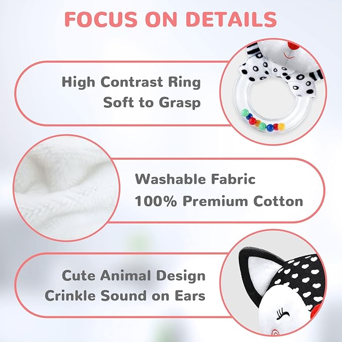 Baby Rattles 0-6 Months Baby Toys 0-6 Months, Newborn Toys 0 3 Months Brain Development, Infant Toys 0-6 Months Baby Sensory Toys Soft Rattles for Babies 0-6 Months Shower Party Gift