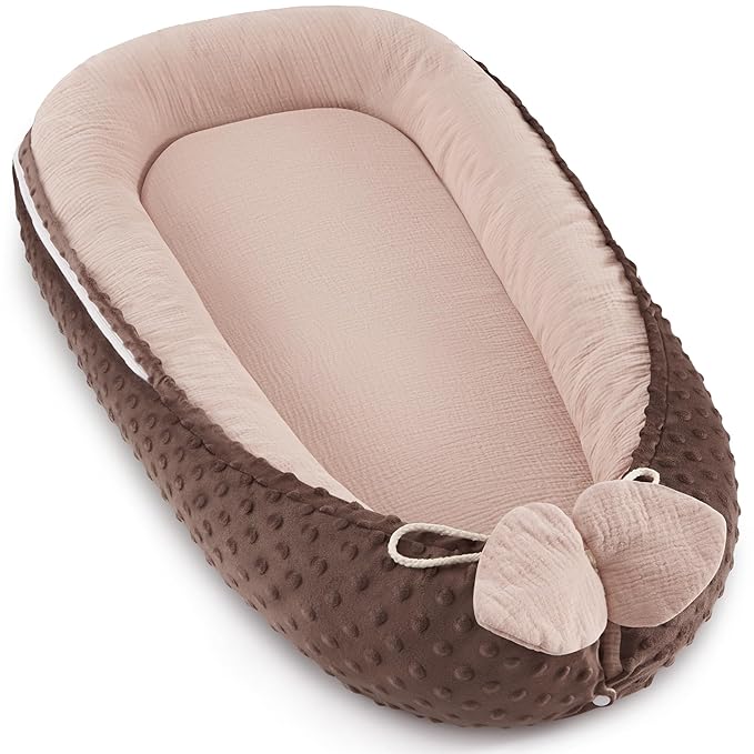 Baby Lounger - Infant Lounger Pillow for Newborn 0-24 Months, Soft, Breathable & Portable Baby Lounger Pillow for Boys & Girls, Cozy Baby Floor Seat for Home & Travel (Sand)