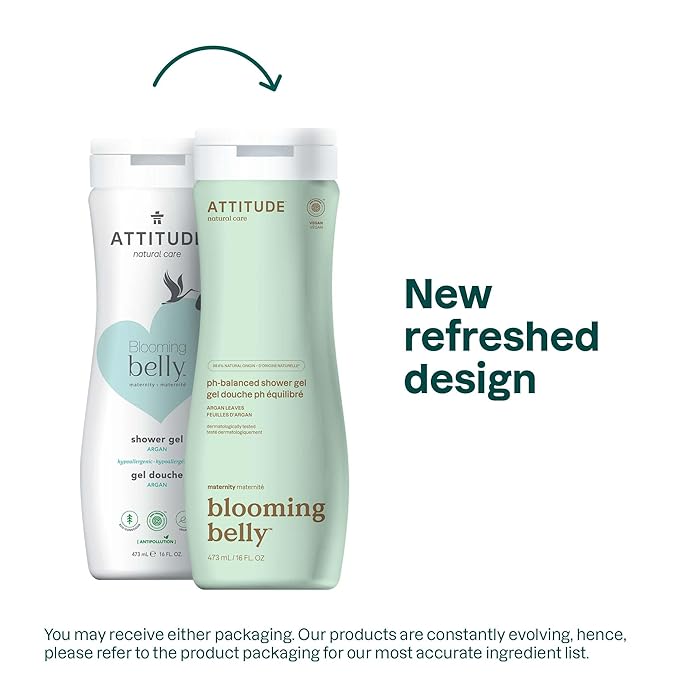 ATTITUDE Pregnancy pH-Balanced Body Wash, EWG Verified, Dermatologically Tested, Plant and Mineral-Based, Vegan Maternity Products, Argan Leaf Extract, 16 Fl Oz