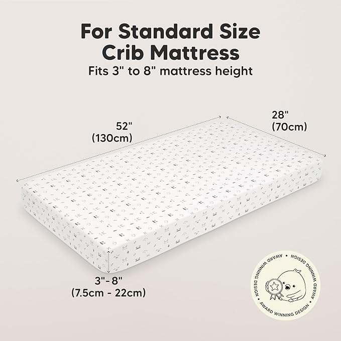 KeaBabies 2-Pack Organic Crib Sheets for Boys, Girls - 52x28 Fitted Crib Mattress Sheet Neutral, Breathable Jersey Cotton Cover for Baby Bed, Toddler Mattress, Soft & Cute Prints (Nordic)