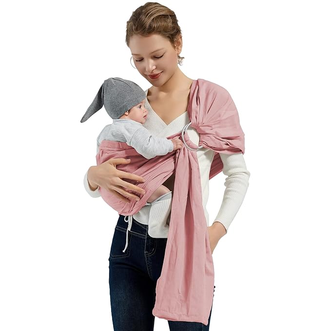 Baby Wrap Ring Sling 7-35 lbs, Baby Sling Carrier for Newborn, Toddler, Infant Holder, Lightweight Baby Carrier Wraps, Pink