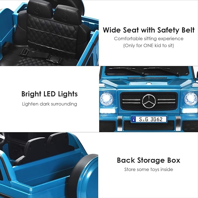Costzon Ride on Car, Licensed Mercedes-Benz Maybach, 12V Battery Powered Vehicle Toy w/ 2 Motors, Remote Control, 3 Speeds, Lights, Horn, Music, Aux, Storage, Truck, Electric Car for Kids (Navy)