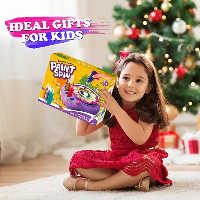 Arts and Crafts for Kids Ages 4-8,Paint Spin Art Machine Kit,Art Craft Set for 6-9 Year Old,Cool Painting Spinner Toys Kits Set,Art Supplies Birthday Gifts for Boy Girl Ages 6 7 8 9 10 11 12 Purple