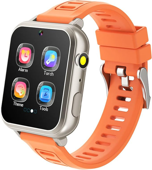 Kids Smart Watch for Boys Girls 6-12 with Pedometer Audio Book Camera Music Player Present Birthday Christmas (Silver Frame Orange)…