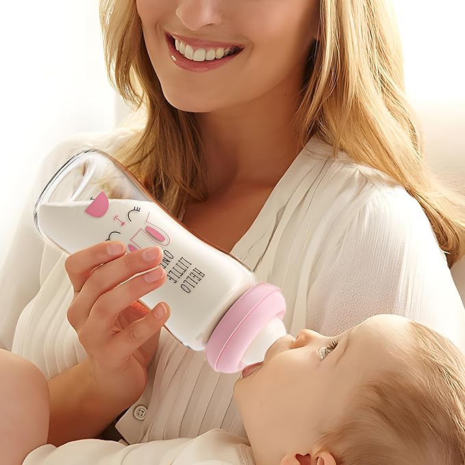 YOHKOH Natural Glass Baby Bottle with Natural Response Nipple, Newborn Anti-Colic Baby Bottles, Wide Neck Mushroom Cap Baby Bottle, Clear (8.8ounce (Pack of 2), Multicolour1)