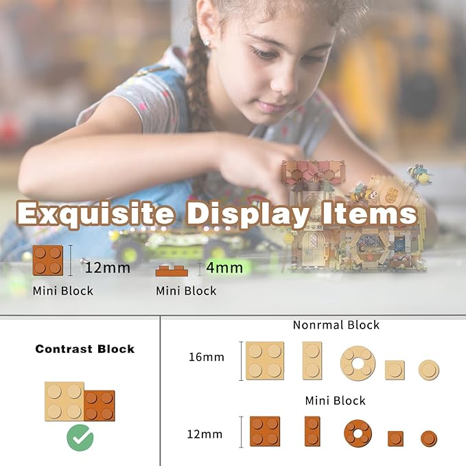 Honey Bee Workshop Mini Building Set, Creative DIY Simulation Building Toys, 1242PCS Mini Building Honey Bee Workshop Set Boys Girls 6+