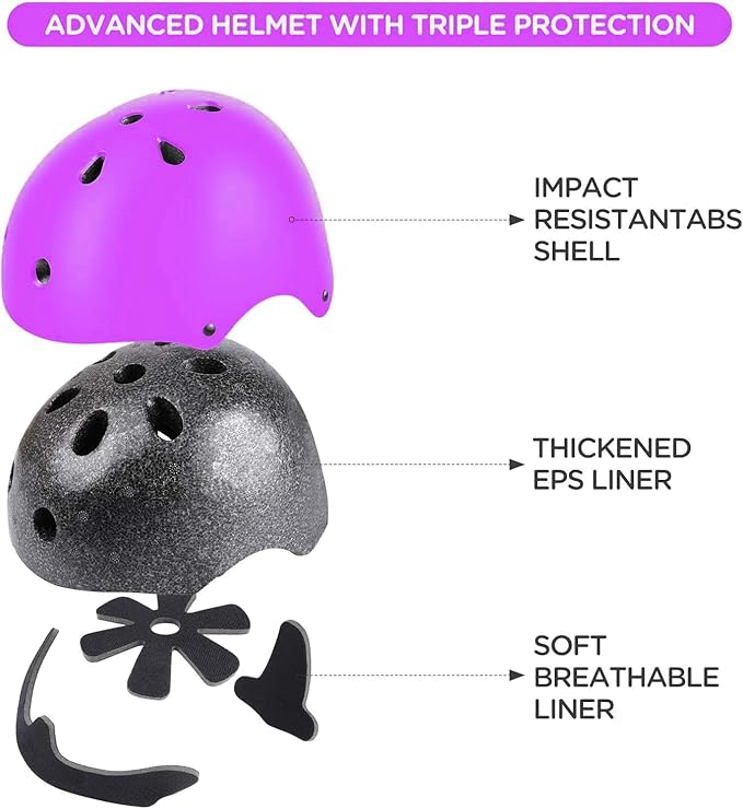 Adjustable Kids Helmet with Knee Pad, Elbow Pads & Wrist Guards - Toddler Bike Helmets for Ages 3-5, 5-8, 8-14 Years - Perfect for Skating, Biking, Cycling, and Skateboard - for Boys and Girls