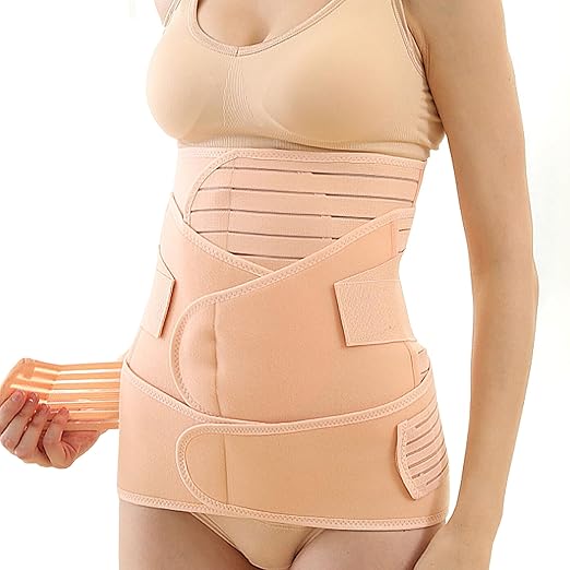 3 in 1 Postpartum Belly Band (Beige), Post Partum Waist Binder, Posture Correction Abdominal Binder, Belly Band Postpartum Belly Wrap, Postpartum Belly Wrap (For waistline 35"-45", XXL)