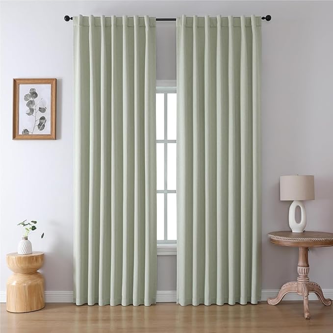 Joydeco Custom Blackout Curtains for Bedroom, Total Blackout Curtains Back Tab & Rod Pocket, Solid Thermal Insulated Window Drapes Luxury Decor for Living Room 1 Panel (Custom Size, Sage Green)