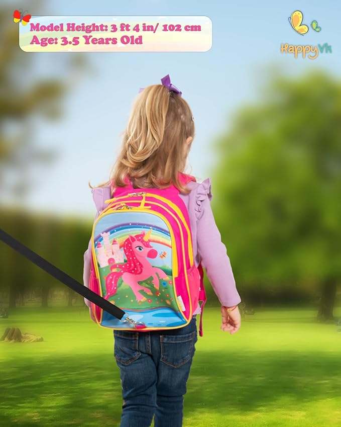 Backpack with Leash for Kids-Anti Lost Walking Toddler Leash-Unicorn design-for 1-4 Years Old Girls