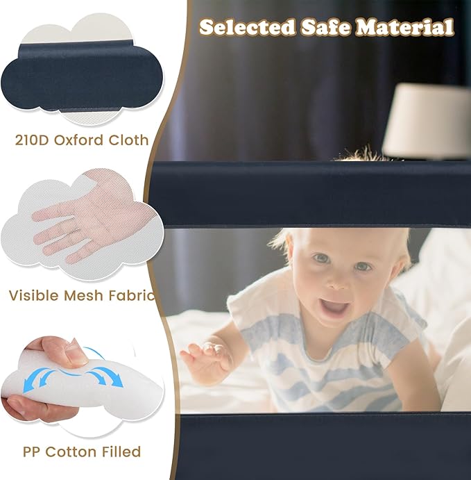 BABY JOY Double Sided Bed Rail Guard, 2 Pack, Extra Long, Swing Down for Convertible Crib, Folding Baby Safety Bedrail for Kids Twin Full Size Queen King Mattress, Rails for Toddlers (Dark Gray, 71")