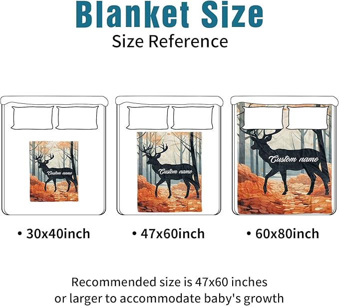 Custom Name Crib Bedding Set - Orange Sika Deer Pattern, Personalized Nursery Bedding 3-Piece Set– Soft Blanket, Fitted Sheet, Changing Pad Cover – for Newborns Girls Nursery Gifts