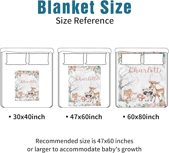 Custom Name Crib Bedding Set - Sika Deer & Fox Pattern, Personalized Nursery Bedding 3-Piece Set– Soft Blanket, Fitted Sheet, Changing Pad Cover – for Newborns Girls Nursery Gifts