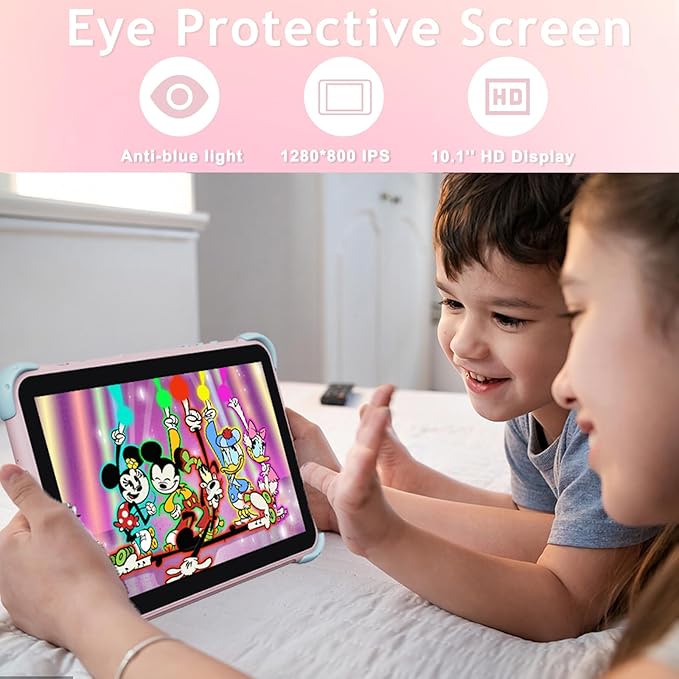 Kids Tablet 10 inch, Android Toddler Tablet for Kids with Case, Dual Cameras, Parental Control,Pre-intalled Apps, 32GB (512TB TF Card Expandable),Great Tablets for Toddlers and Children (Pink)
