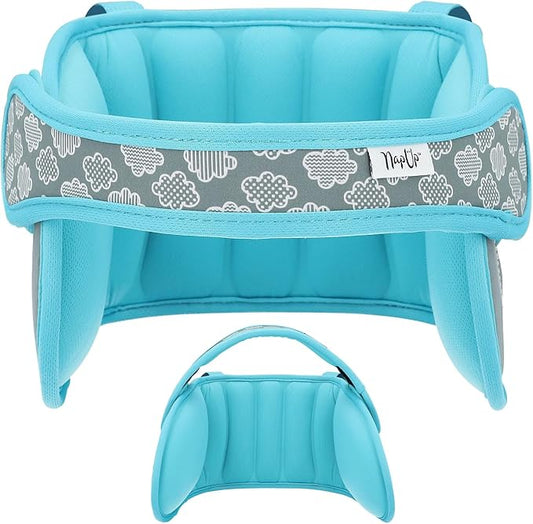 NAPUP Child Head Support for Car Seats – Safe, Comfortable Head & Neck Pillow Support Solution for Front Facing Car Seats and High Back Boosters – Baby Infant Toddler & Kids Travel Accessories (Teal)