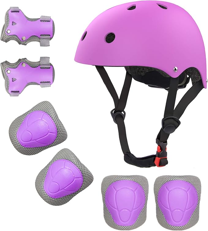 Kids Bike Helmet and Pads Set for Ages 2–14, CPSC Certified Adjustable Helmet with Knee Elbow Wrist Guards, for Skateboard, Scooter, Skating, Rollerblading, Multi-Sport Protective Gear