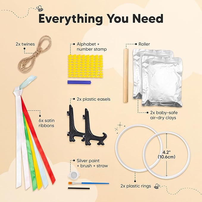 Baby Hand and Footprint Kit Girls, Boys - Personalized Baby Footprint Ornament Kit, Newborn Keepsake Gifts for New Mom, Easy to Use Handprint Makers, Cute Shower Gifts (Silver Paint)