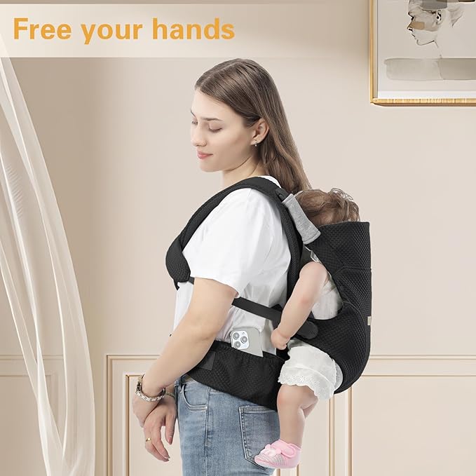 Baby Carrier Newborn to Toddlers - Ergonomic Adjustable Soft Breathable Comfort Infant Carrier for 7-35lbs, Enhanced Support, Easier to Wear