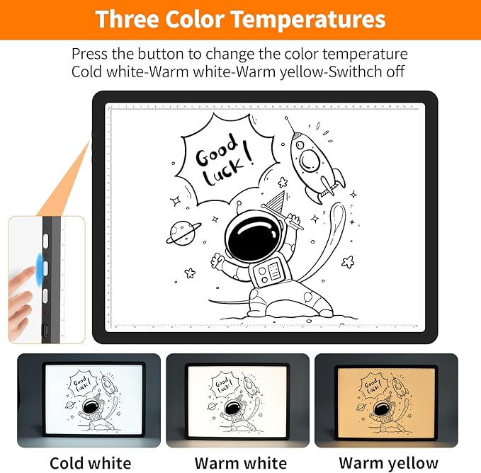 Elice Magnetic A3 Light Board for Diamond Painting, Ultra-Thin Tracing LED Light Box with Side Buttons, Super Bright Diamond Art Light Pad, Light Table for Drawing, Sketching, Weeding Vinyl - Black