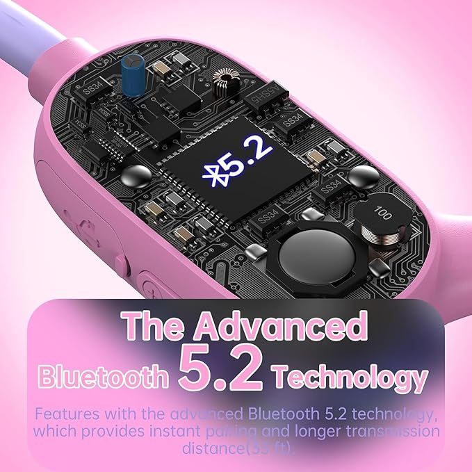 Kids Headphones, Bluetooth 5.2 Air Conduction Open Ear Headphones, 85dB Volume Limiting, Blue Pink