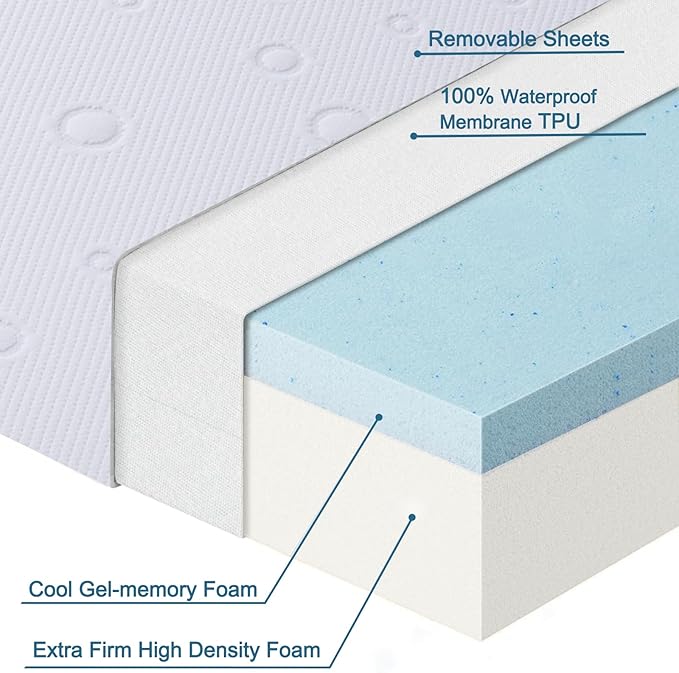 Baby Bassinet Mattress Topper, 30" x 15" x 2" Dual Sided Gel Memory Foam Mattress with Breathable Removable Soft Cover Fit for Most Moses Basket and Dream On Me Lacy Bassinet