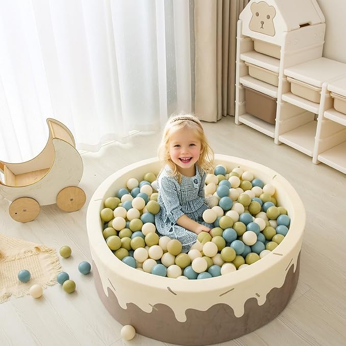 GOGOSO Balls for Ball Pit - Plastic Ball for Toddlers 1-3, Baby Kids Ball Pool Decoration,Creamy Green+Creamy Blue+ Soft White,1000pcs