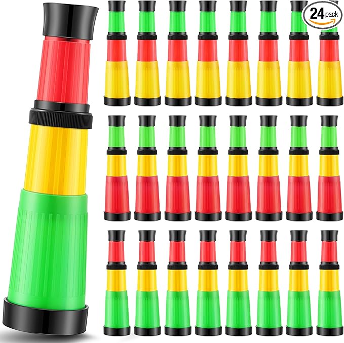 24 Pcs Plastic Pirate Telescope for Pirate Party Favors Portable Pocket Educational Science Spyglass Mini Monocular for Pirate Birthday Party Supplies Halloween Treasure Hunt