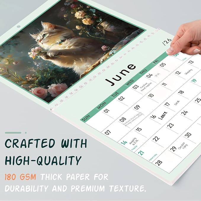 GuassLee Cat Vertical Wall Calendar 2025, 19-Months Aesthetic Hanging Wall Calendar Jun. 2025 to Dec. 2026, 14" x 23" Monthly Planner Cat Kitten with Thick Paper for Office Home Wall Decor Organizing
