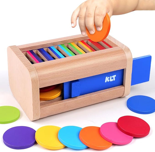KLT Montessori Toys for 1-3 Year Old: Wooden Learning Color Sorting Toys for Toddlers 1 2 3 - Educational Toy for Fine Motor Skills - Preschool Sensory Activities Matching Game for Boys and Girls