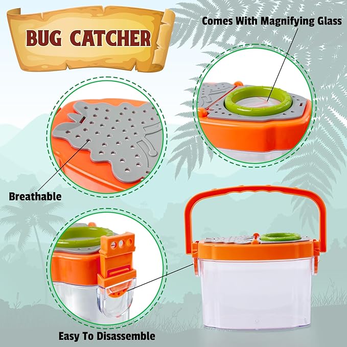 ESSENSON Bug Catcher and Kids Explorer Kit, Outdoor Bug Catching Explorer Adventure Kit with Binoculars, Summer Outdoor Toys for Kids Ages 4-8