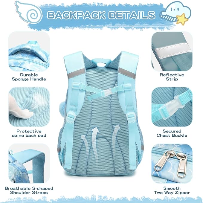 Cusangel Backpack for Girls Boys School Bookbags Kindergarten Elementary Lightweight Waterproof Multifunctional Large Capacity for kids(17 inch Fun Prints)