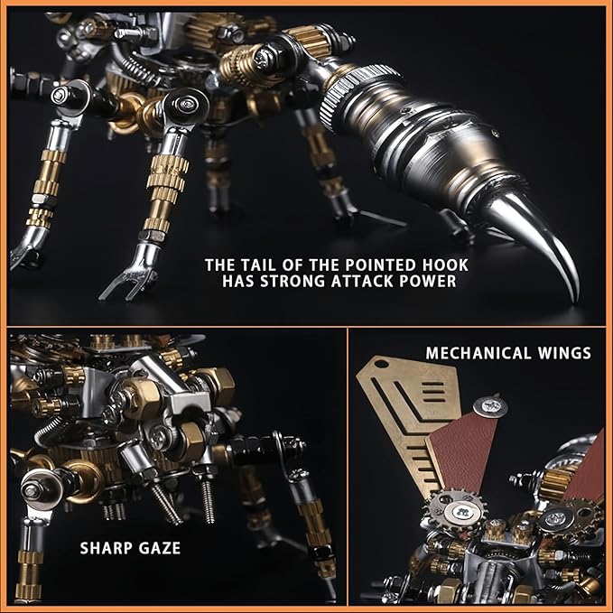 3D Metal wasp Puzzle, Punk Insect Metal Model, 3D Puzzle Mechanical wasp Building Blocks, Fun DIY Assembly, high-end Men's Gifts.