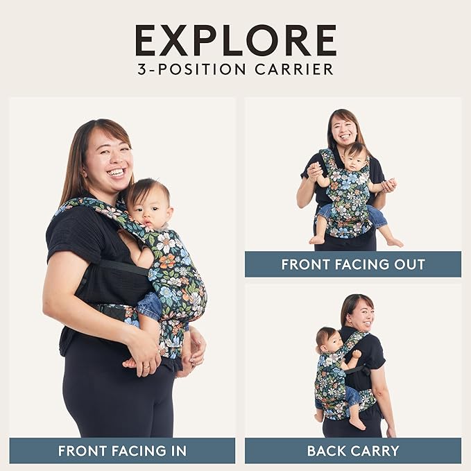 Baby Tula Explore Carriers - Breathable Baby Carrier Newborn to Toddler - Adjustable Toddler Carrier - Multiple Ergonomic Positions Front and Back - Ergonomic Fit for 7-45 lb - Hemp, Mariam