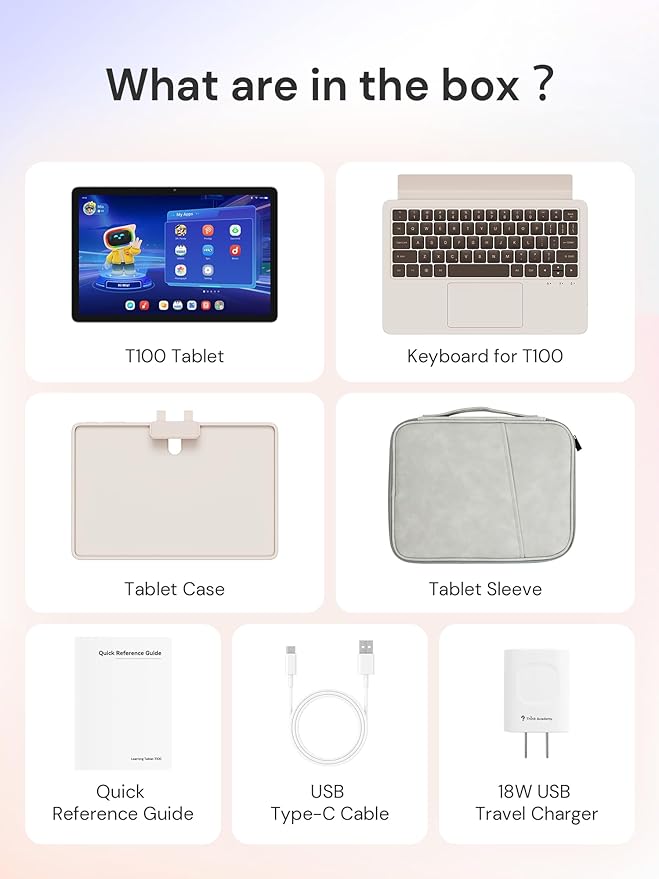 AI Kids Tablet with Scanner - 50000+ Content AI Tutor Learning Tablet with ELA, Math, ABC, Word, Read, Phonics, STEM for Homeschooler Educational Study for PreK - G6 (TalPad T100 with Keyboard)