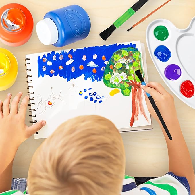 Kids Painting Set, Washable Paint for Kids 6 Colors, 7 Paintbrushes, Paint Palette, Non-Toxic Toddler Painting Set 2 oz Each, Tempera Paints for Art, Crafts, Finger Paints