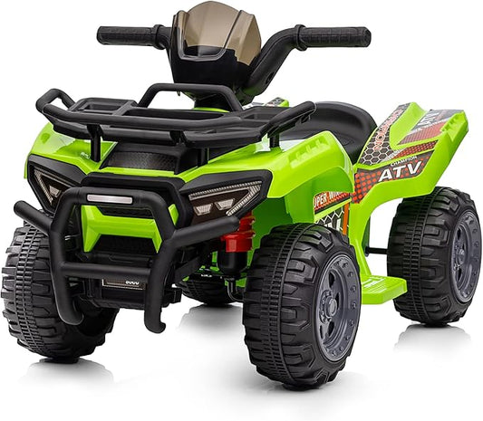 Kids ATV 4 Wheeler, 6V Ride-On Toy for Toddlers Boys & Girls with Music, Forward & Reverse - Green