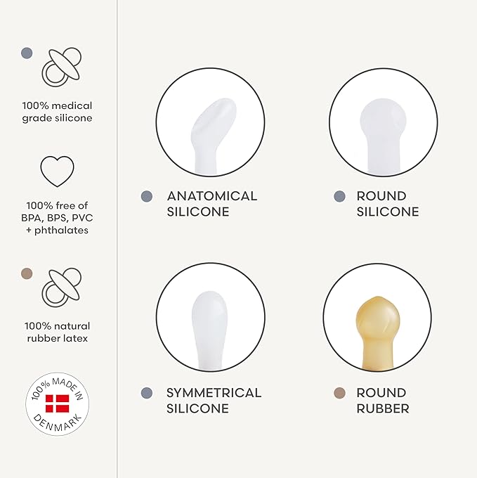 FRIGG Natural Rubber Baby Pacifier 6-Pack Earthy Wonder | Made in Denmark | BPA-Free (0-6 Months)